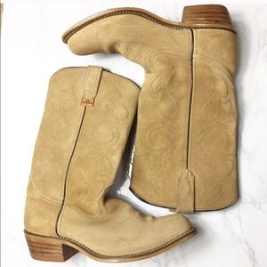Tan Suede cowboy boots. 7.5